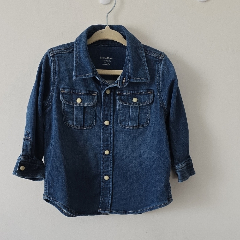 GAP Kids Denim Knit Shirt Dark Indigo 18-24 Months